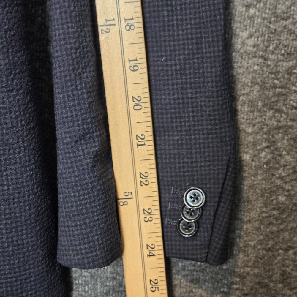 Banana Republic Blazer Mens 38R Blue Slim Fit Performance Wool Seersucker Check - Picture 8 of 12
